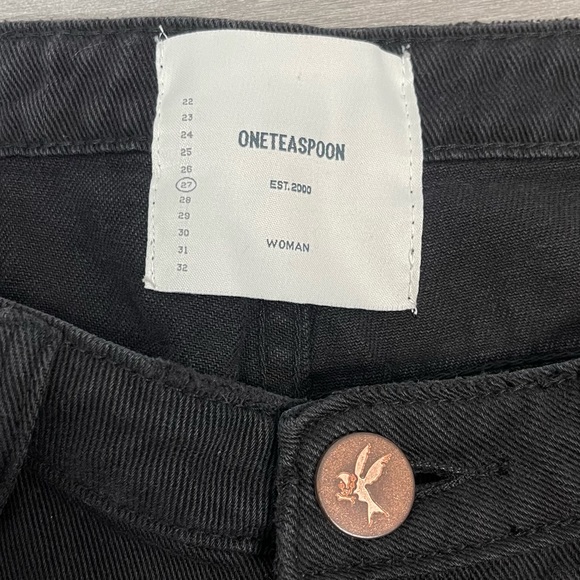 ONE TEASPOON TRUCKERS MID WAIST RELAXED DENIM JEAN SHORTS IN PURE BLACK SIZE 27 - Picture 8 of 16